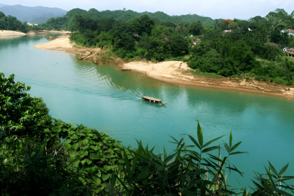 Lalakhal's colourful water and greeneries.