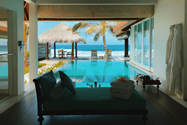 A beachfront villa at Veligandu.
