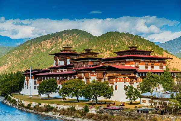 Punakha Dzong, Mo Chhu river, Bhutan is a wonderful tourist destination in Asia.