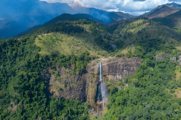 Majestic view of the Diyaluma Falls in Sri Lanka.