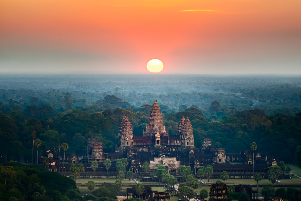 Angkor Wat in Cambodia is a famous tourist attraction of Asia.