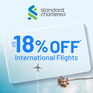 Up to 18% savings on int'l flights with StanChart bank card